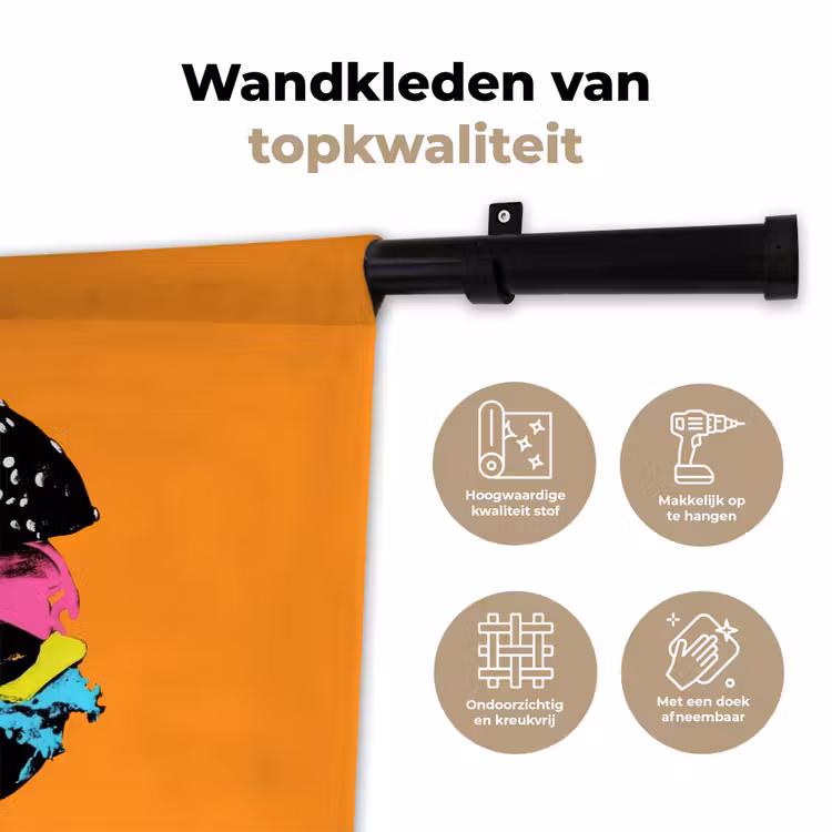 Wandkleed - Hamburger - Oranje - Neon - popart — 3