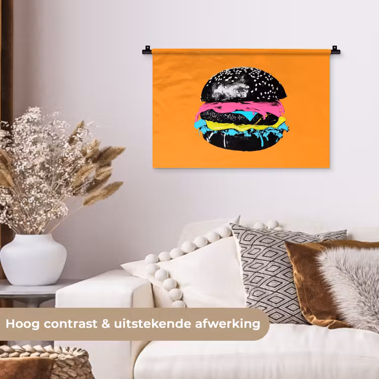 Wandkleed - Hamburger - Oranje - Neon - popart — 4
