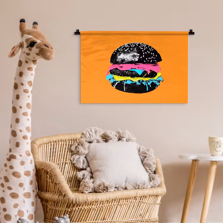 Wandkleed - Hamburger - Oranje - Neon - popart — 5