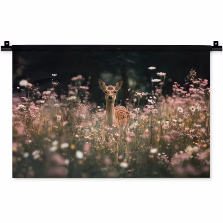Wandkleed - Hert - Wilde bloemen - Bos — 1
