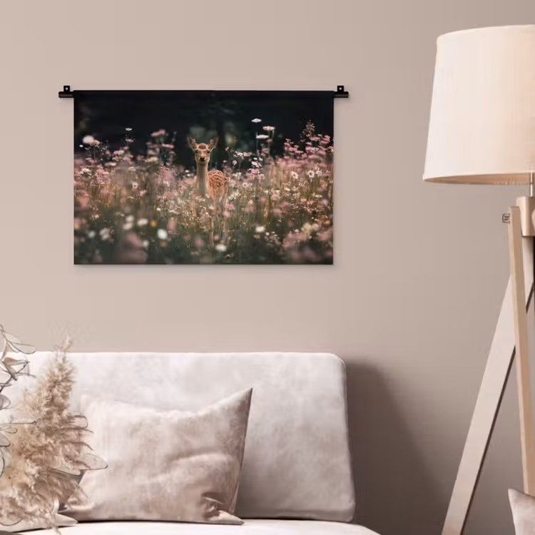 Wandkleed - Hert - Wilde bloemen - Bos — 2