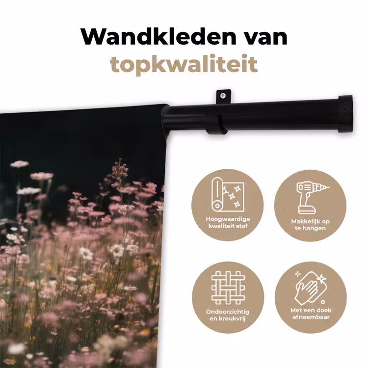 Wandkleed - Hert - Wilde bloemen - Bos — 3