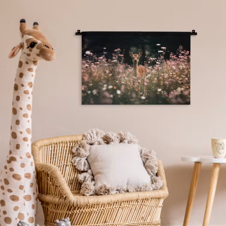 Wandkleed - Hert - Wilde bloemen - Bos — 5