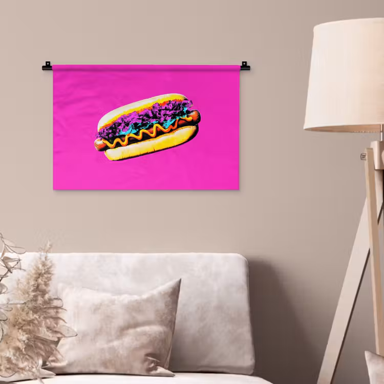 Wandkleed - Hotdog - Roze - Retro — 2
