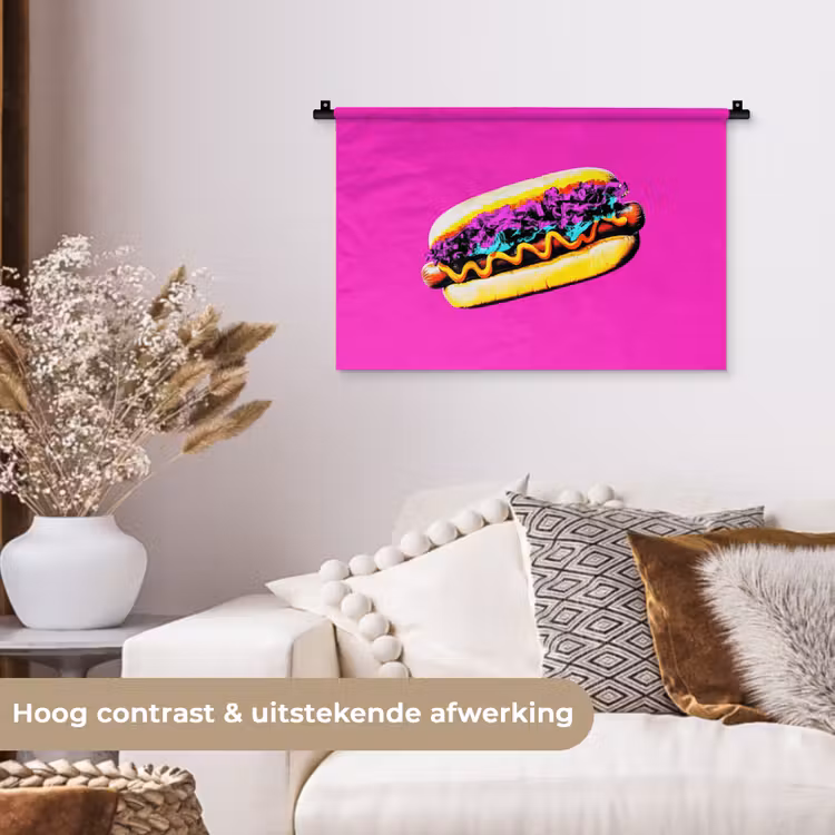 Wandkleed - Hotdog - Roze - Retro — 4