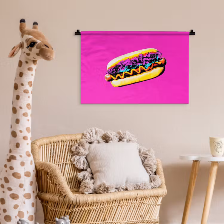 Wandkleed - Hotdog - Roze - Retro — 5