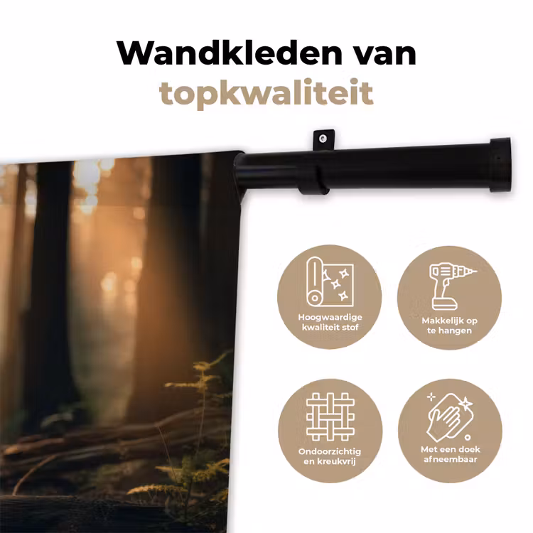 Wandkleed - Konijn - Bos - Zonnestralen — 3