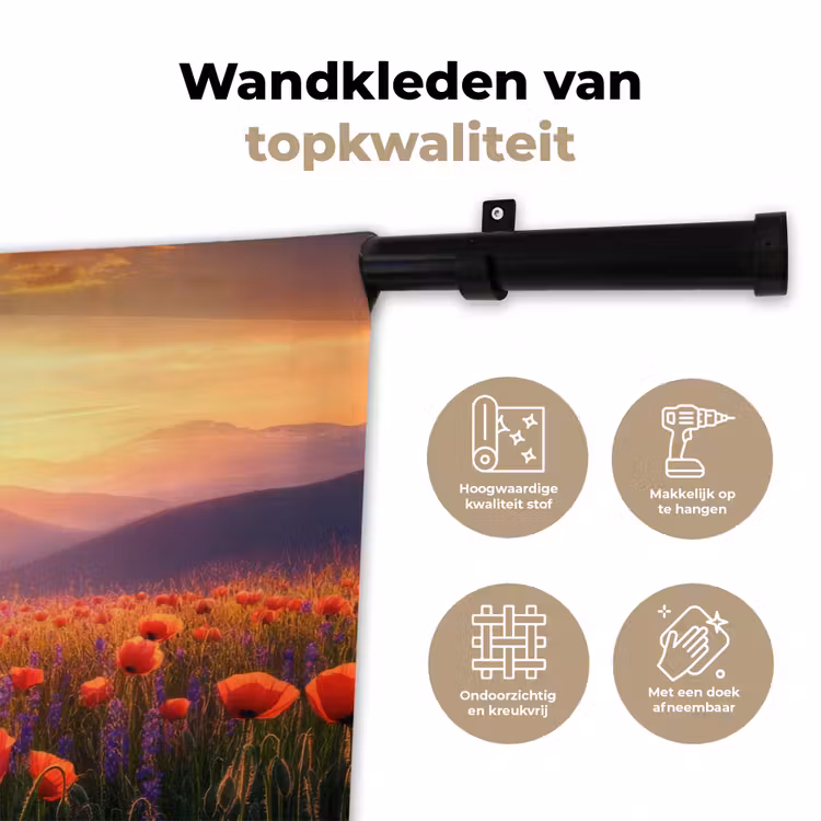 Wandkleed - Landschap - Zonsondergang - Bloemenveld — 3