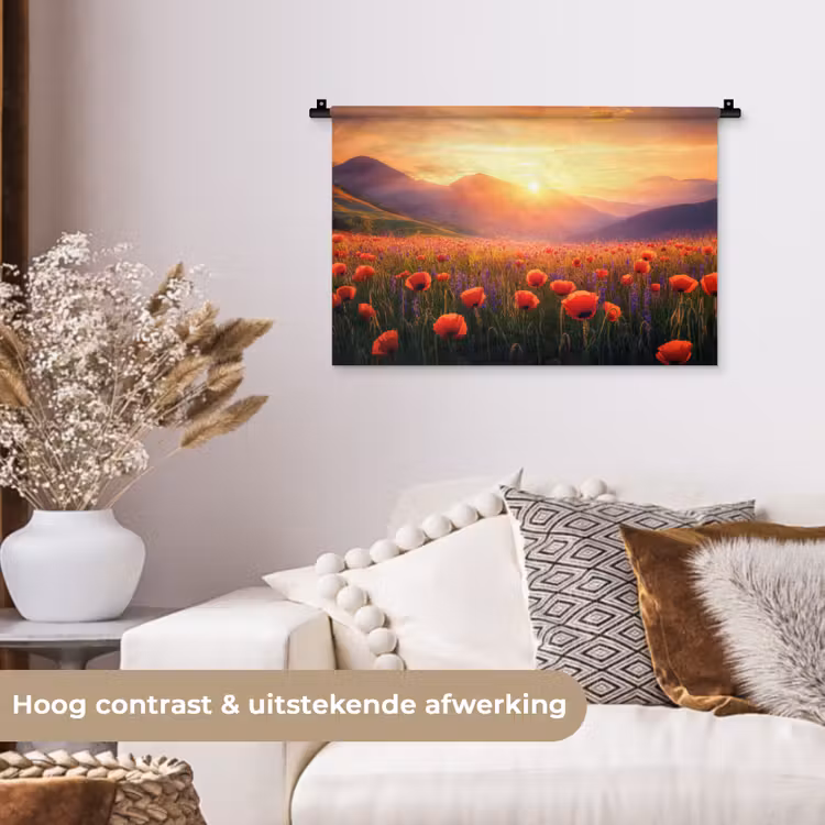 Wandkleed - Landschap - Zonsondergang - Bloemenveld — 4