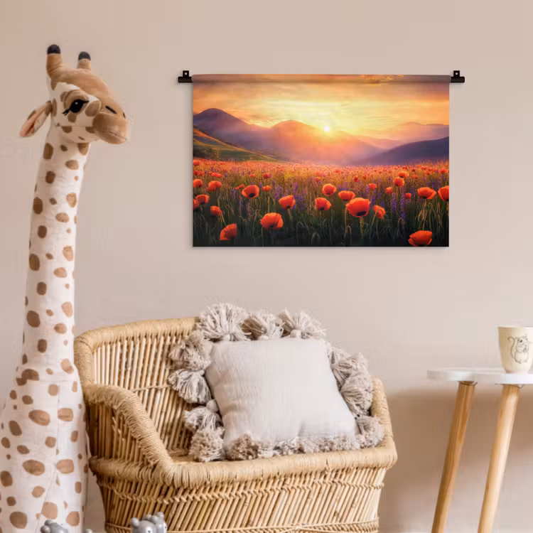 Wandkleed - Landschap - Zonsondergang - Bloemenveld — 5
