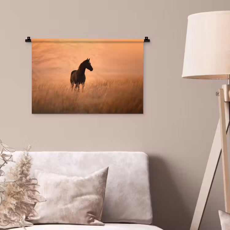 Wandkleed - Paard - Grasveld - Zonsondergang — 2