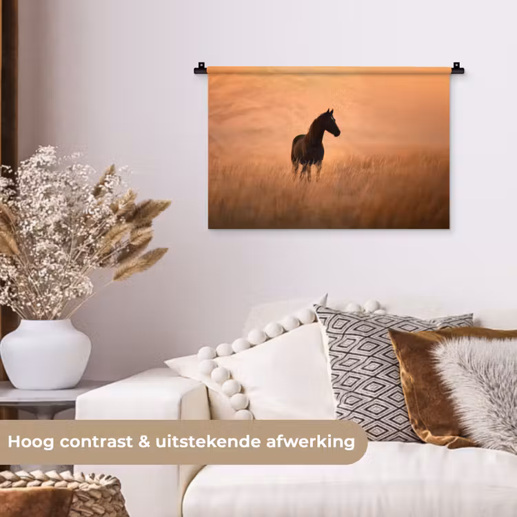 Wandkleed - Paard - Grasveld - Zonsondergang — 4