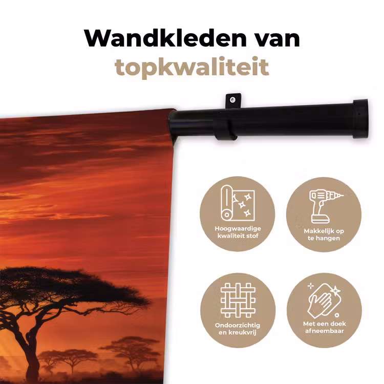 Wandkleed - Savanne - Olifanten - Zonsondergang — 3