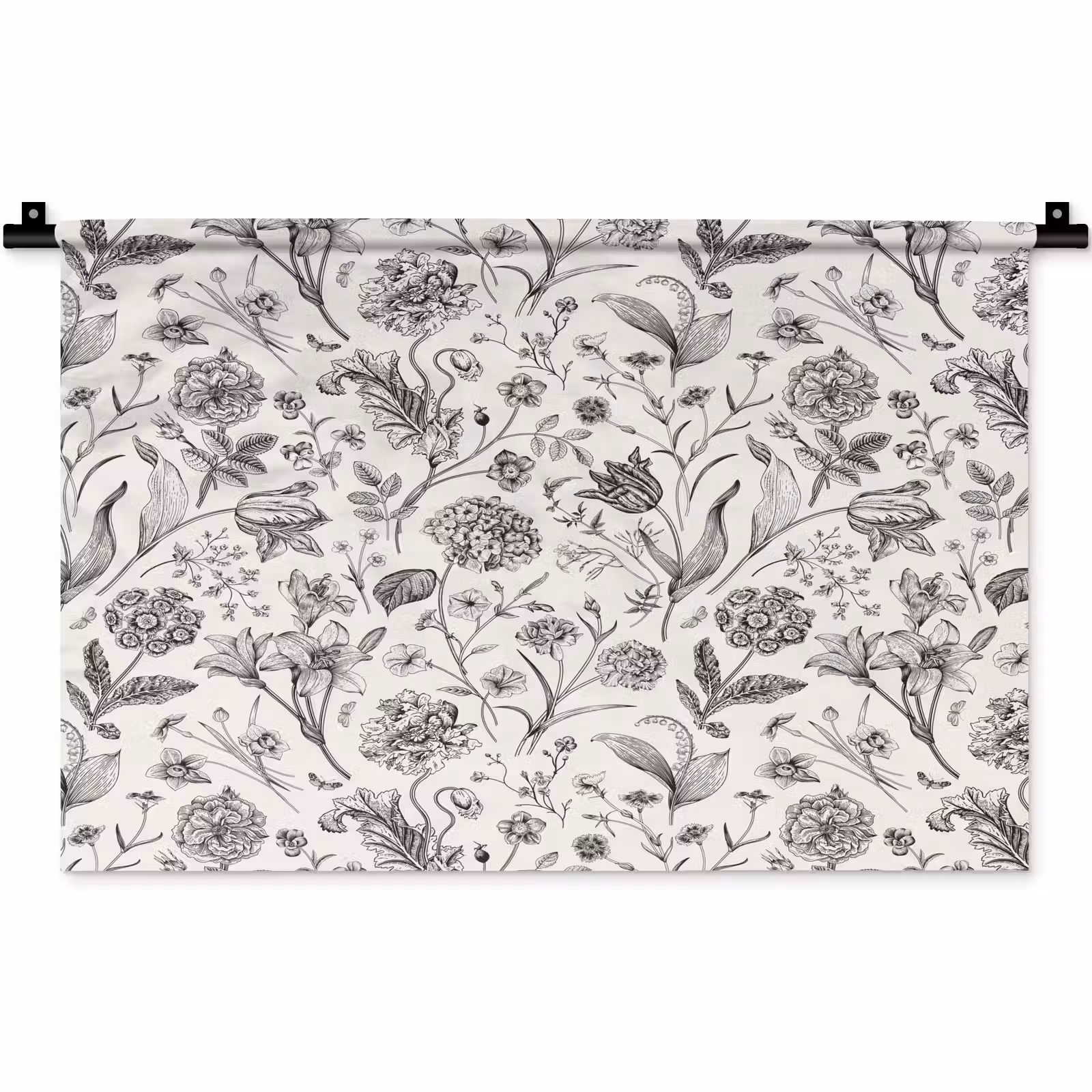 Wandkleed - Classic - Black - White - Floral — 1