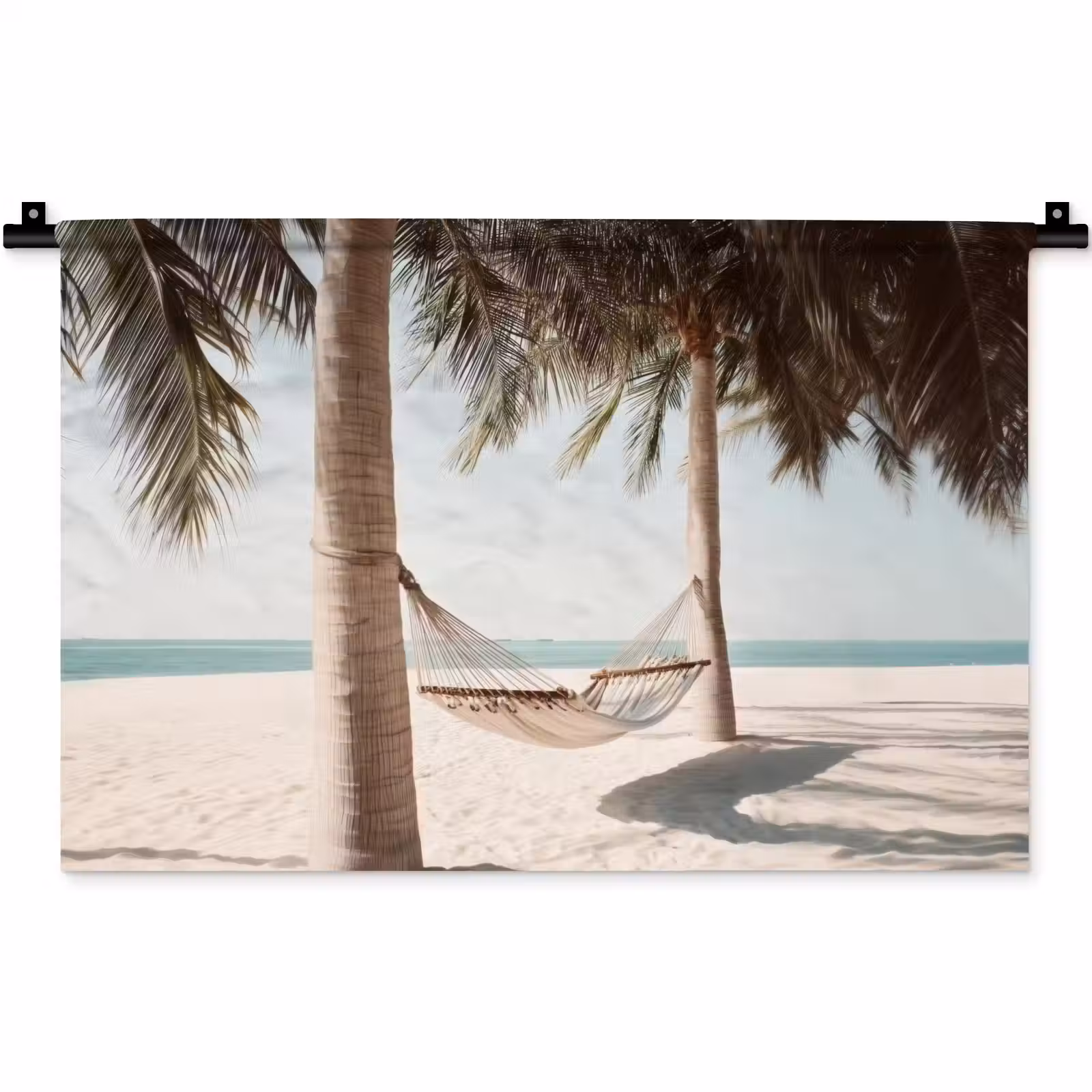 Wandkleed - Hangmat - Palmbomen - Strand - Zee — 1