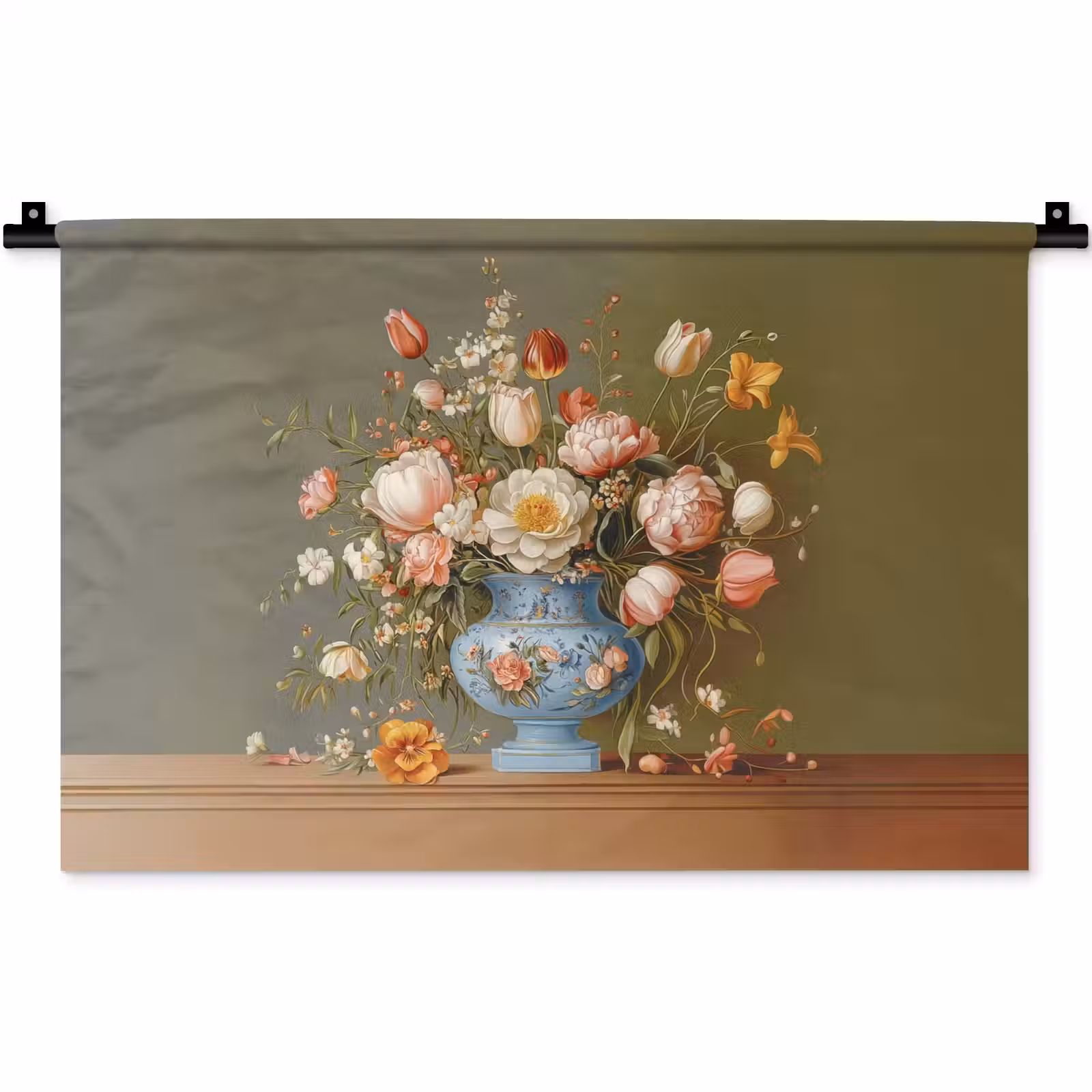 Wandkleed - Neutral - Bloemen - Boeket - Vaas — 1
