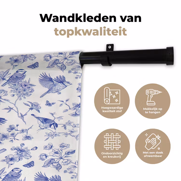 Wandkleed - Birds - Flowers - Blue — 3