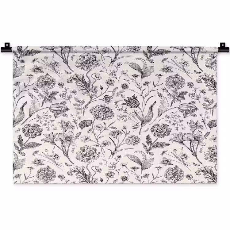 Wandkleed - Classic - Black - White - Floral — 1