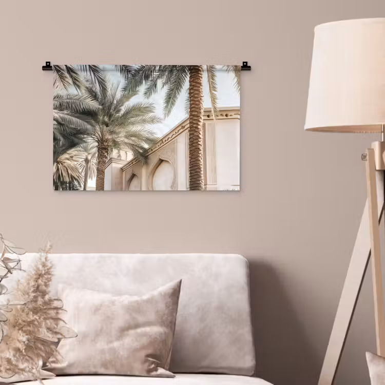 Wandkleed - Gebouw - Palmbomen - Beige - Zon — 2