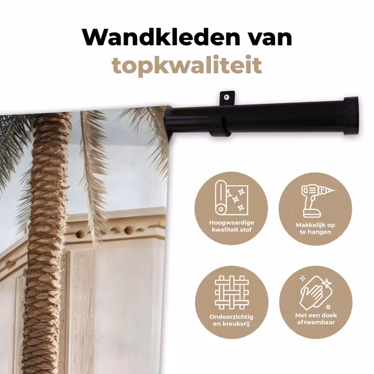 Wandkleed - Gebouw - Palmbomen - Beige - Zon — 3