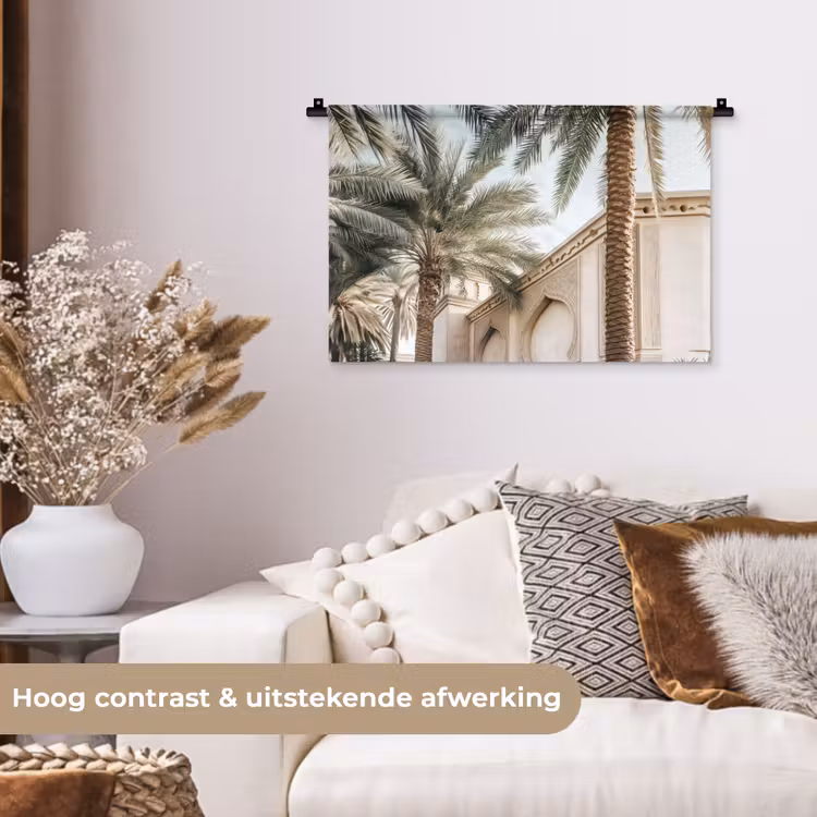 Wandkleed - Gebouw - Palmbomen - Beige - Zon — 4
