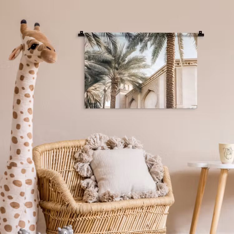 Wandkleed - Gebouw - Palmbomen - Beige - Zon — 5