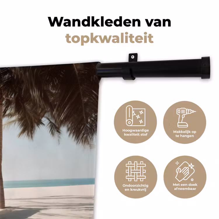 Wandkleed - Hangmat - Palmbomen - Strand - Zee — 3