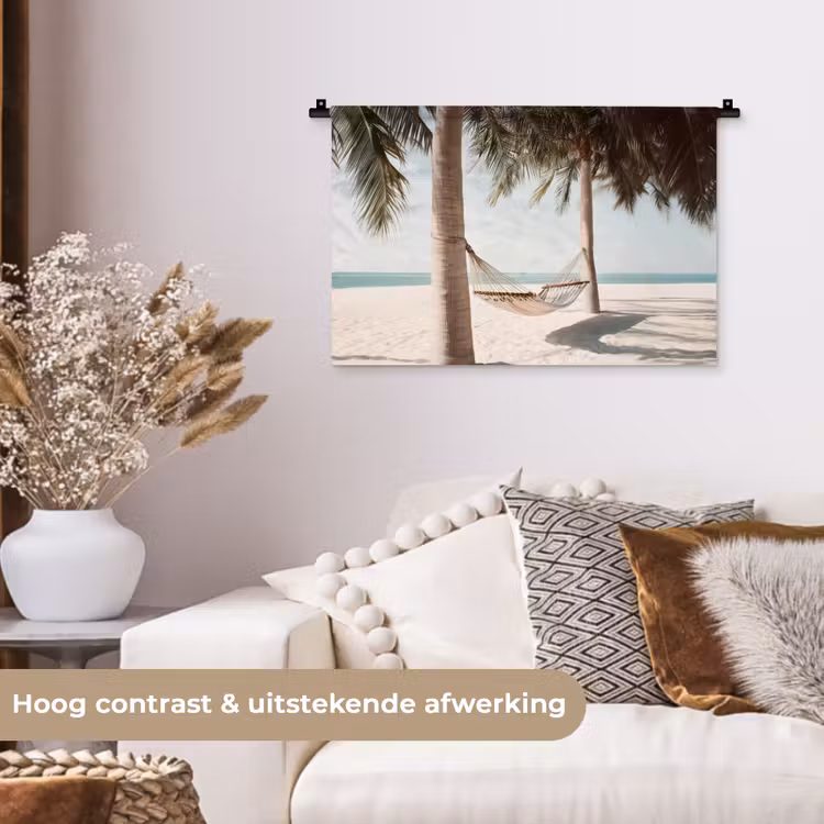 Wandkleed - Hangmat - Palmbomen - Strand - Zee — 4