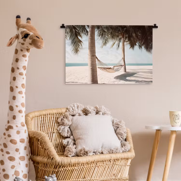 Wandkleed - Hangmat - Palmbomen - Strand - Zee — 5