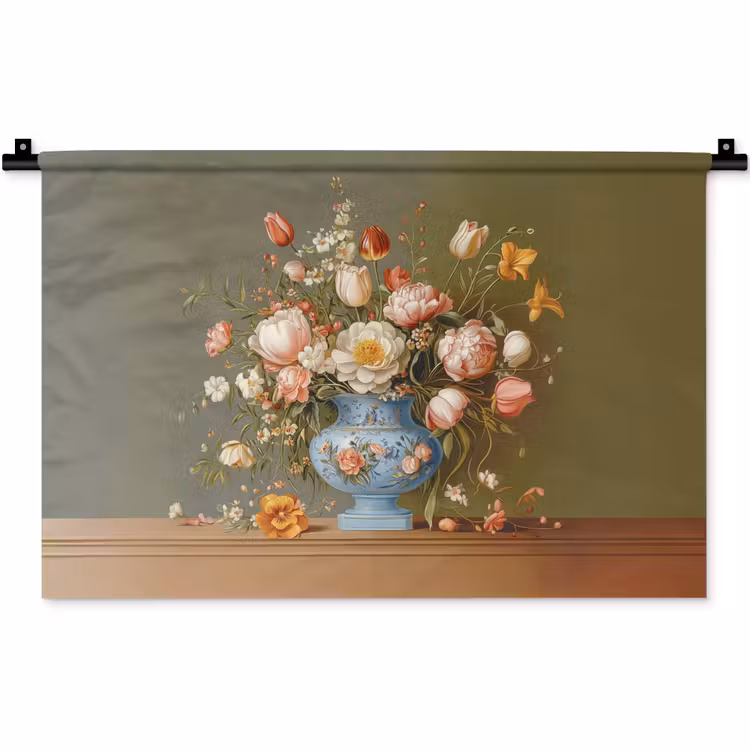Wandkleed - Neutral - Bloemen - Boeket - Vaas — 1