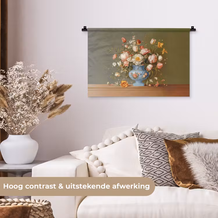Wandkleed - Neutral - Bloemen - Boeket - Vaas — 4