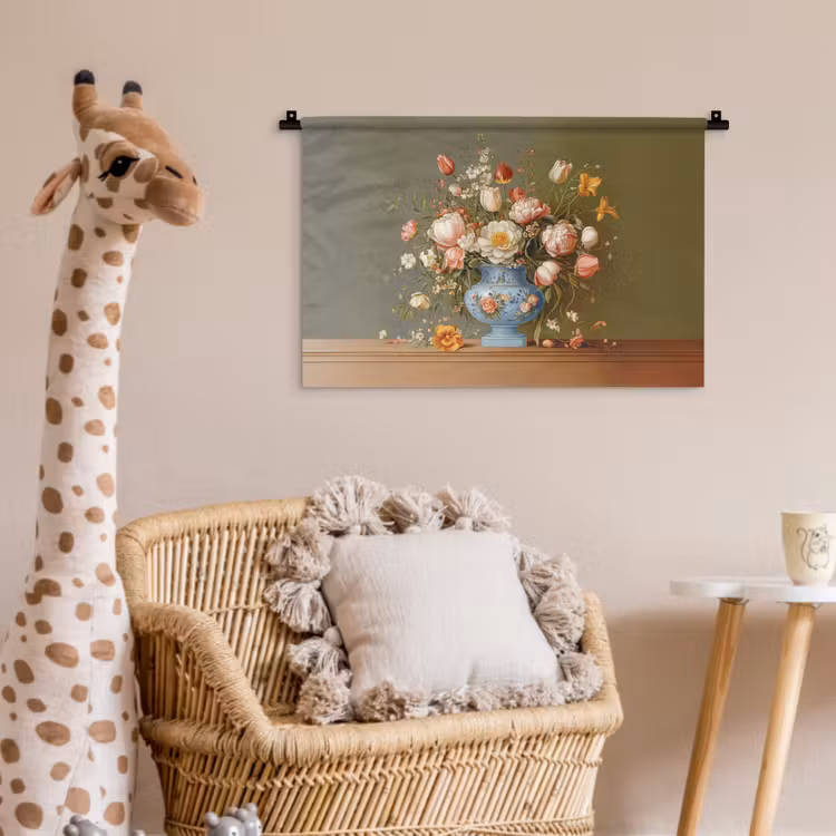 Wandkleed - Neutral - Bloemen - Boeket - Vaas — 5