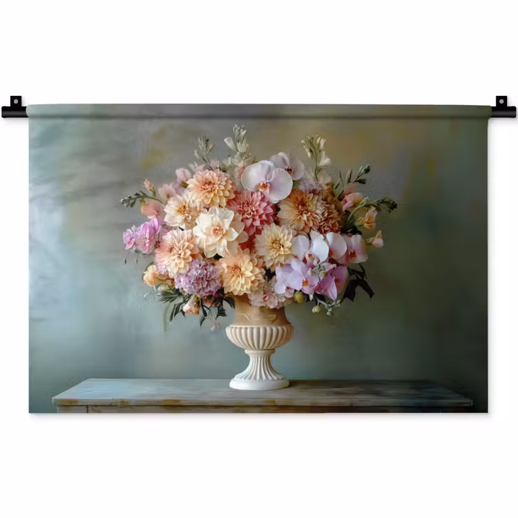 Wandkleed - Orchidee - Boeket - Vaas - Bloemen — 1