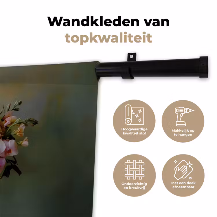 Wandkleed - Orchidee - Boeket - Vaas - Bloemen — 3