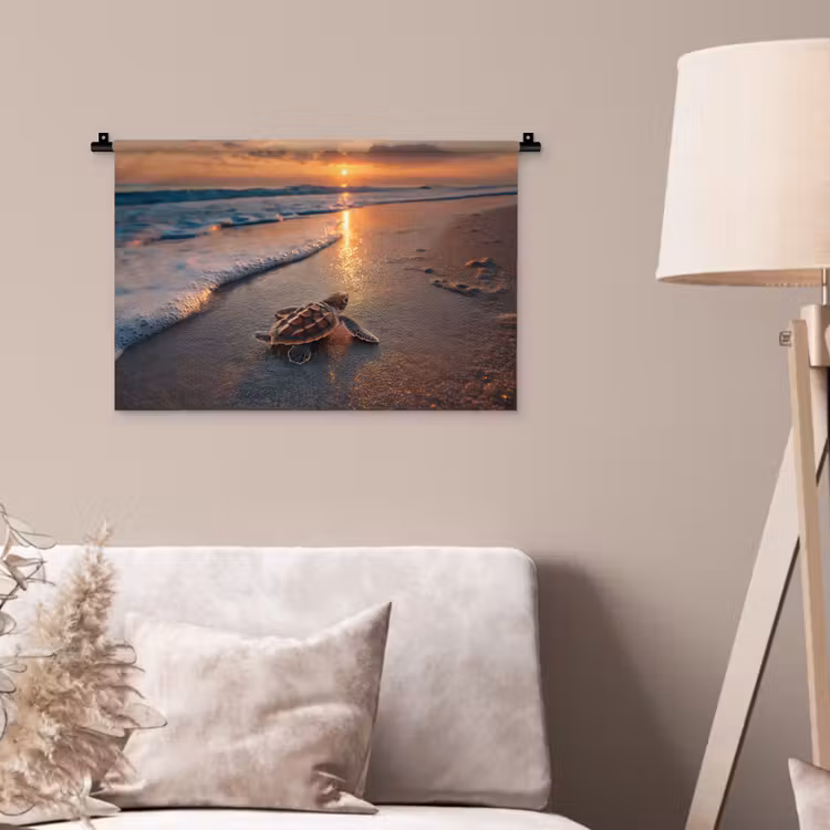 Wandkleed - Schildpad - strand - Zonsondergang — 2
