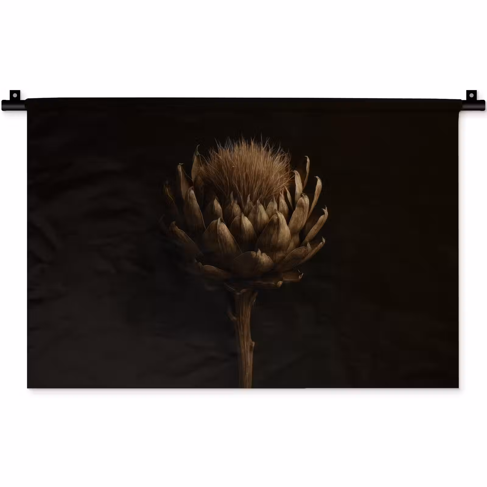 Wandkleed - Donkerbruin - Bloem - Textuur - Artisjok — 1