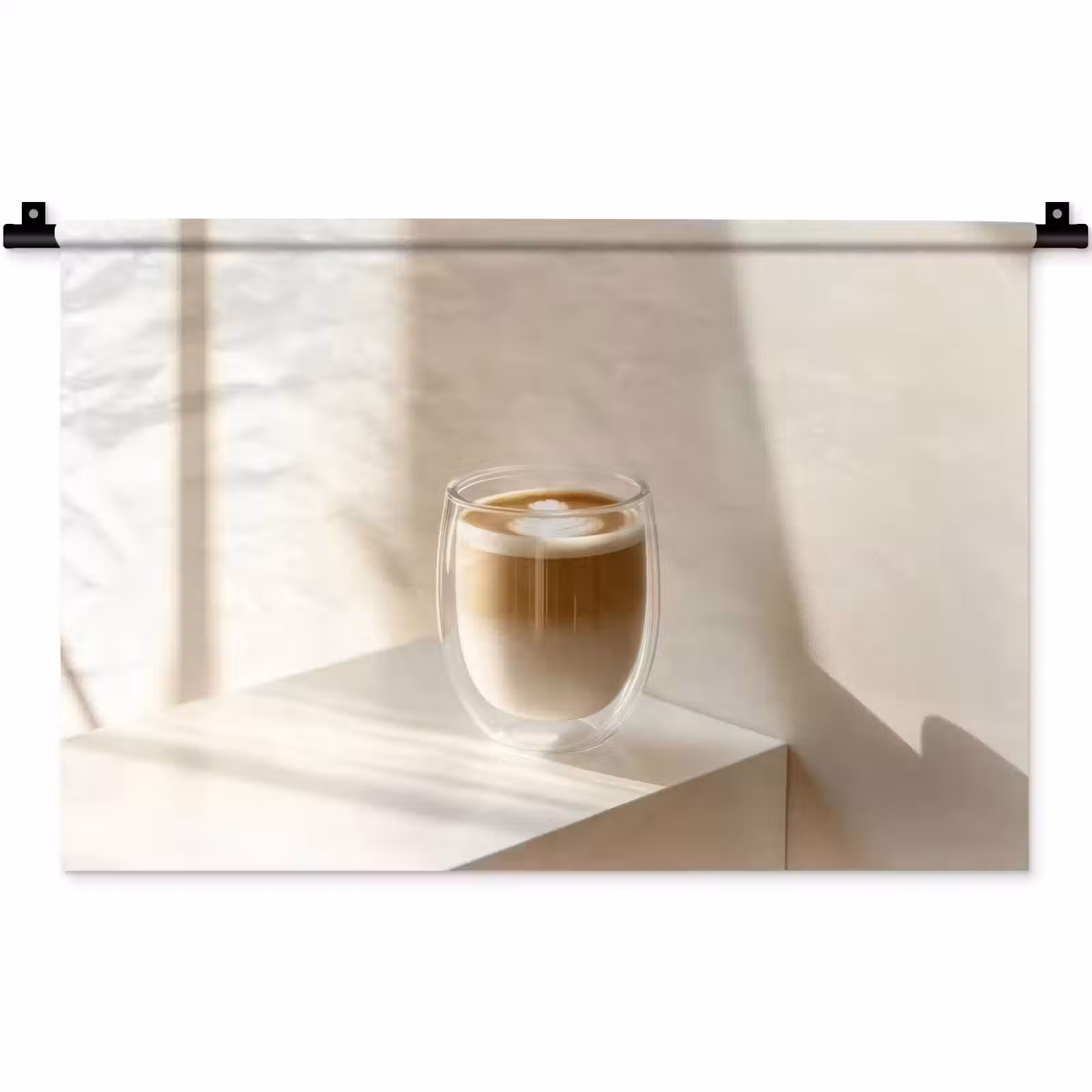 Wandkleed - Mok - Latte - Minimalistisch - Schaduw — 1