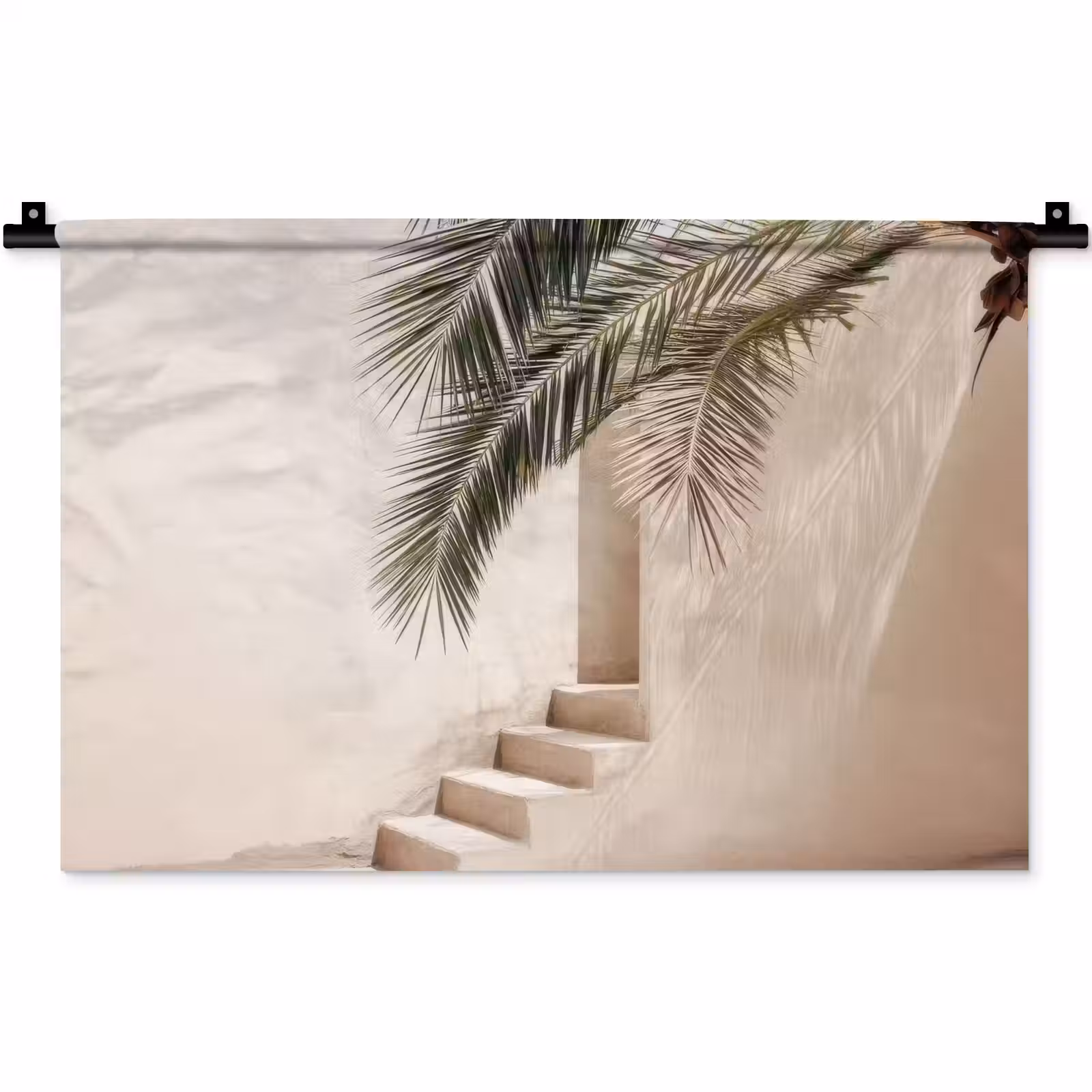 Wandkleed - Palmboom - Schaduw - Trap - Beige — 1