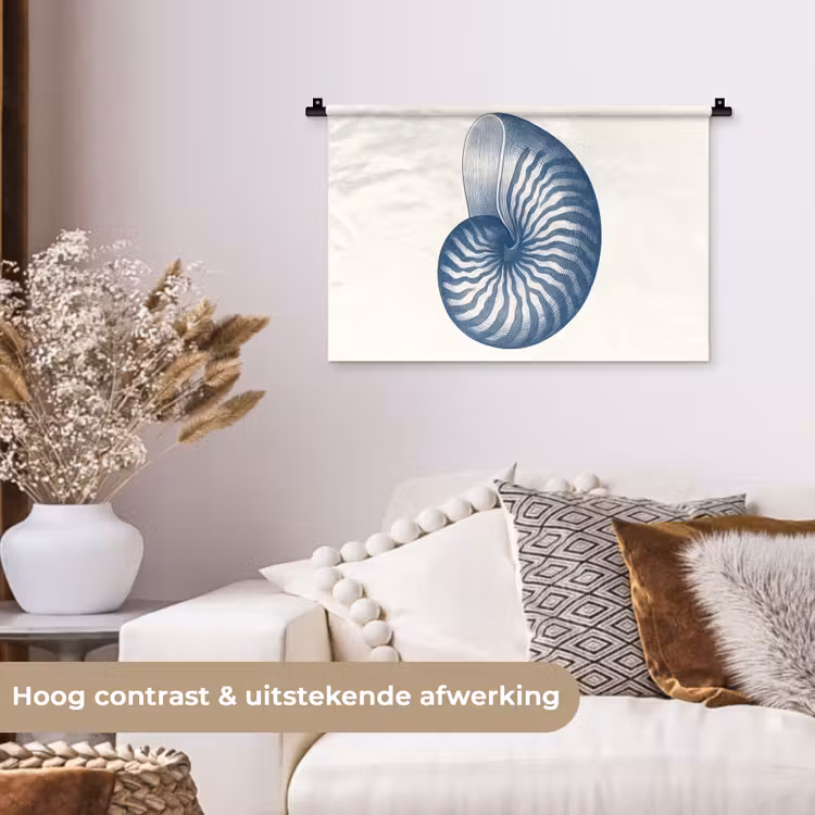 Wandkleed - Blauw - Schelp - Spiraal — 4
