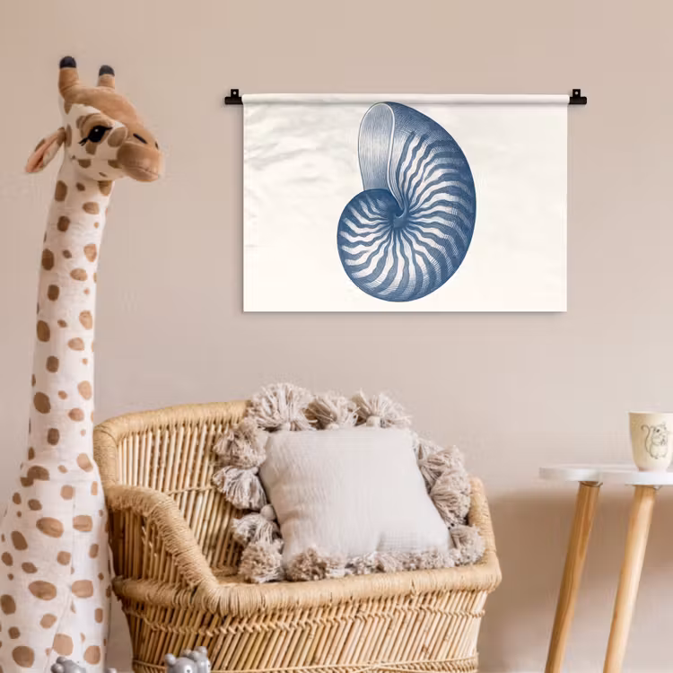 Wandkleed - Blauw - Schelp - Spiraal — 5