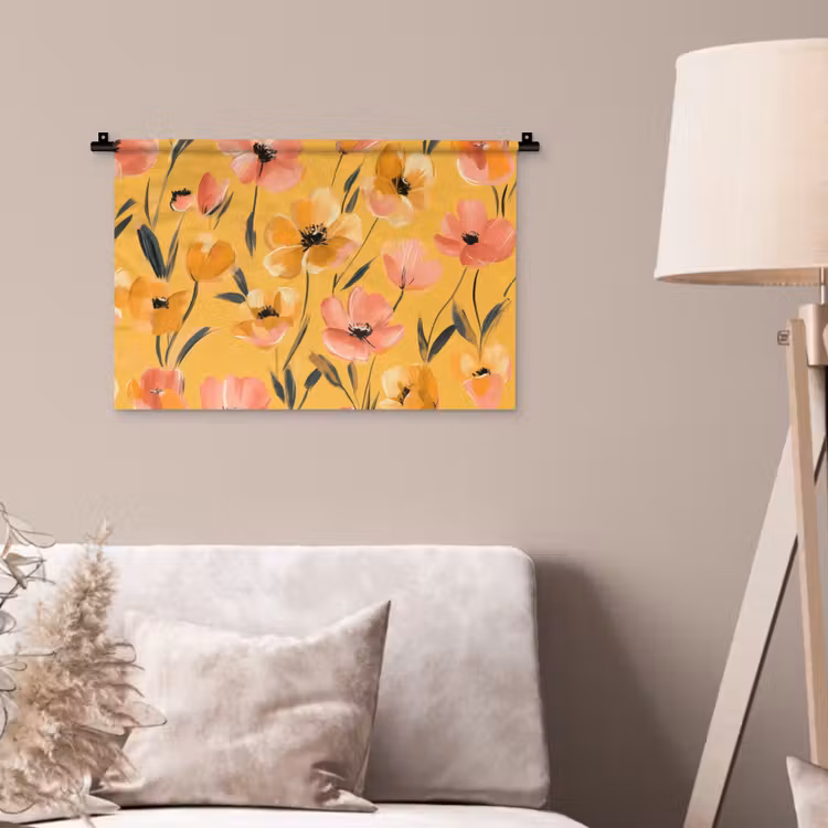 Wandkleed - Bloemen - Geschilderd - Geel — 2