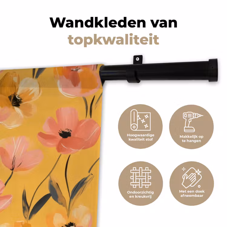 Wandkleed - Bloemen - Geschilderd - Geel — 3