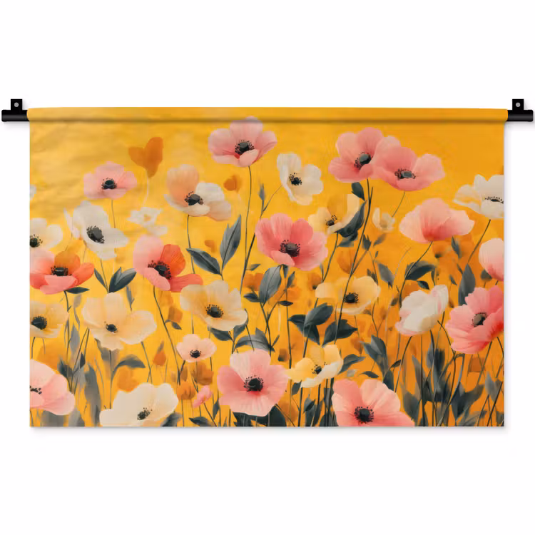 Wandkleed - Bloemen - Veld - Geel — 1