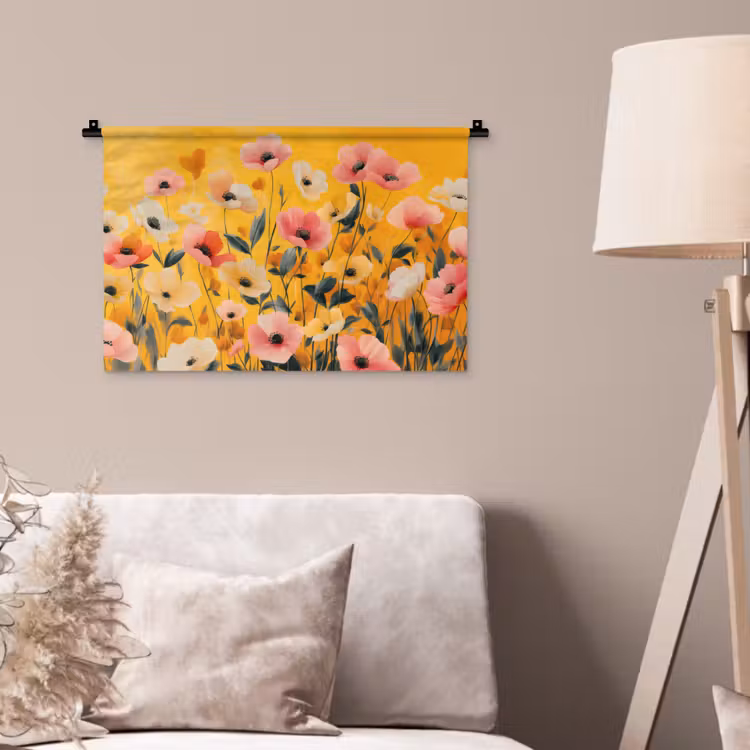 Wandkleed - Bloemen - Veld - Geel — 2
