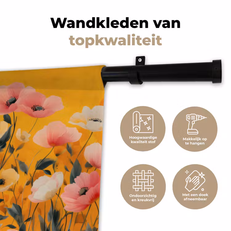 Wandkleed - Bloemen - Veld - Geel — 3