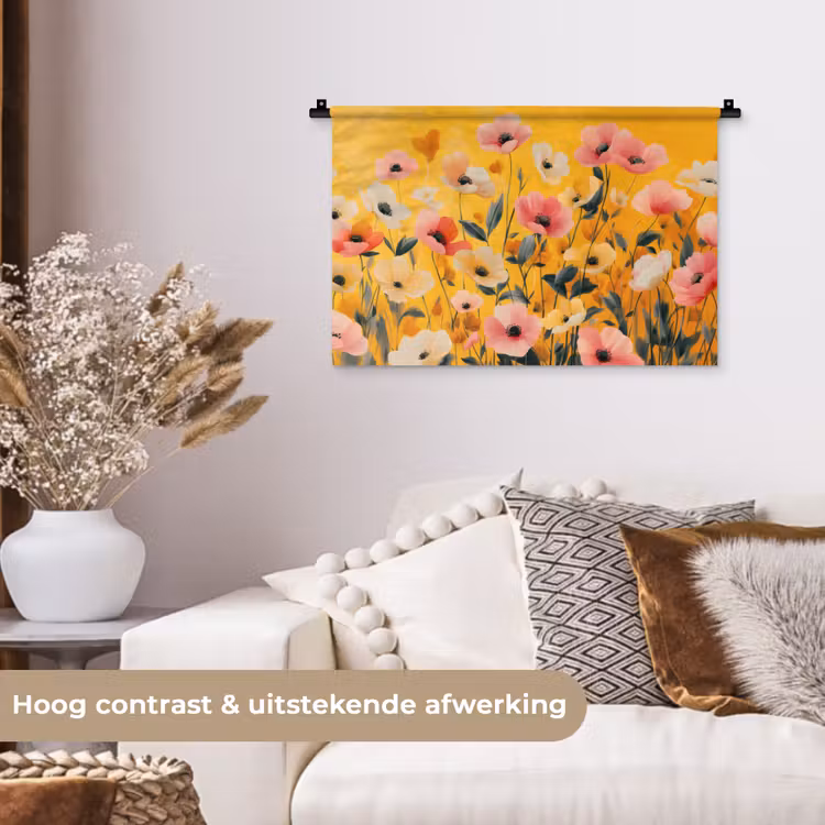 Wandkleed - Bloemen - Veld - Geel — 4
