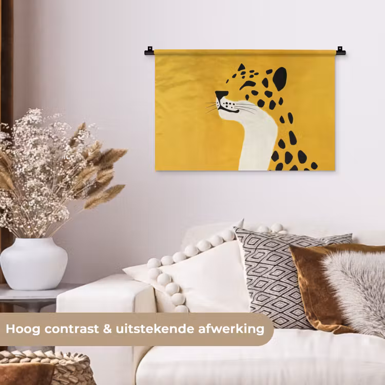 Wandkleed - Cheetah - Illustratie - Geel — 4