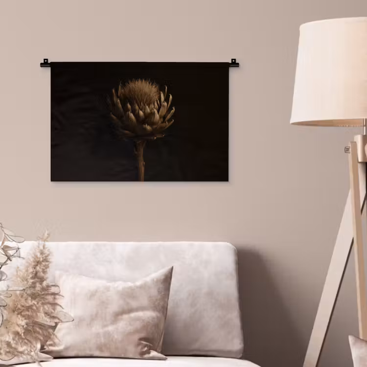 Wandkleed - Donkerbruin - Bloem - Textuur - Artisjok — 2