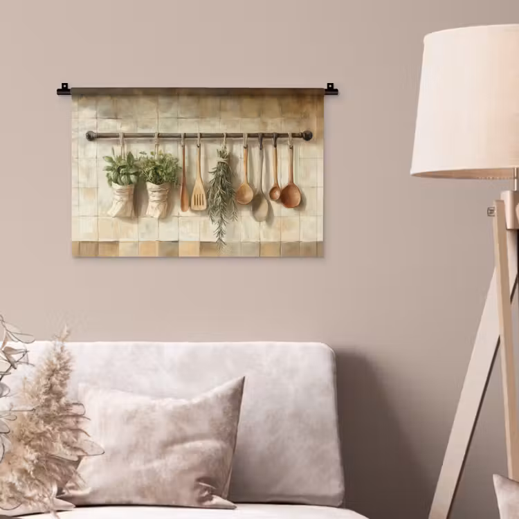 Wandkleed - Hout - Keukengerei - Stilleven - Tegels — 2