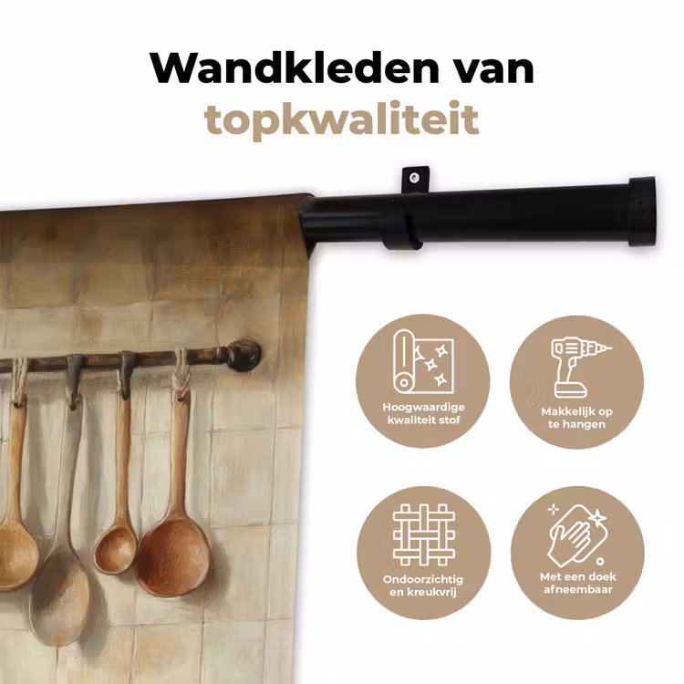 Wandkleed - Hout - Keukengerei - Stilleven - Tegels — 3